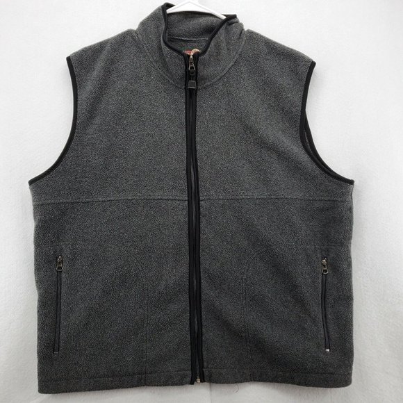 AMERICAN OUTPOST Vest Men's Full Zip Mock Neck Fleece Sleeveless Gray Large - Picture 2 of 10